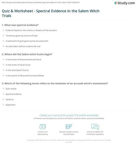 A Social Examination: Interpreting the Salem Witchcraft Test Answers